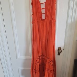 Backless Free people orange dress medium